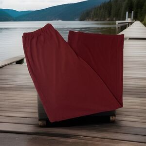 Bob Mackie Wearable Art Pants Pull On Wide Leg Maroon Stretch